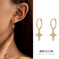 Factory Wholesale Cheap Price 925 Sterling Silver Cross Zircon Drop Earring Gold Plated Hoop Earrings for Women