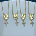 Religions Zircon Sea Shell Cross Virgin Necklaces for Women Jewelry Wholesale