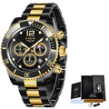 For LG8924 Men's Fashion Analog Quartz Chronograph Stainless Steel Waterproof Business Designer Dress Watch Calendar Gift Box