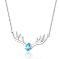 YILUN Quickly Delivery 925 Sterling Silver Blue Crystal Antler Necklace Rhodium Plated Fashion Necklace Jewelry for Women