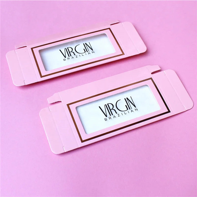 Custom Design Gold Stamping Logo Pink Paper Eyelash Packaging Gift Embossed UV Coating Clear PVC Window for Face Cream Eye Cream