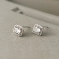 925 Sterling Silver Simple Light Luxury Earrings Cubic Zirconia square Earrings for Women