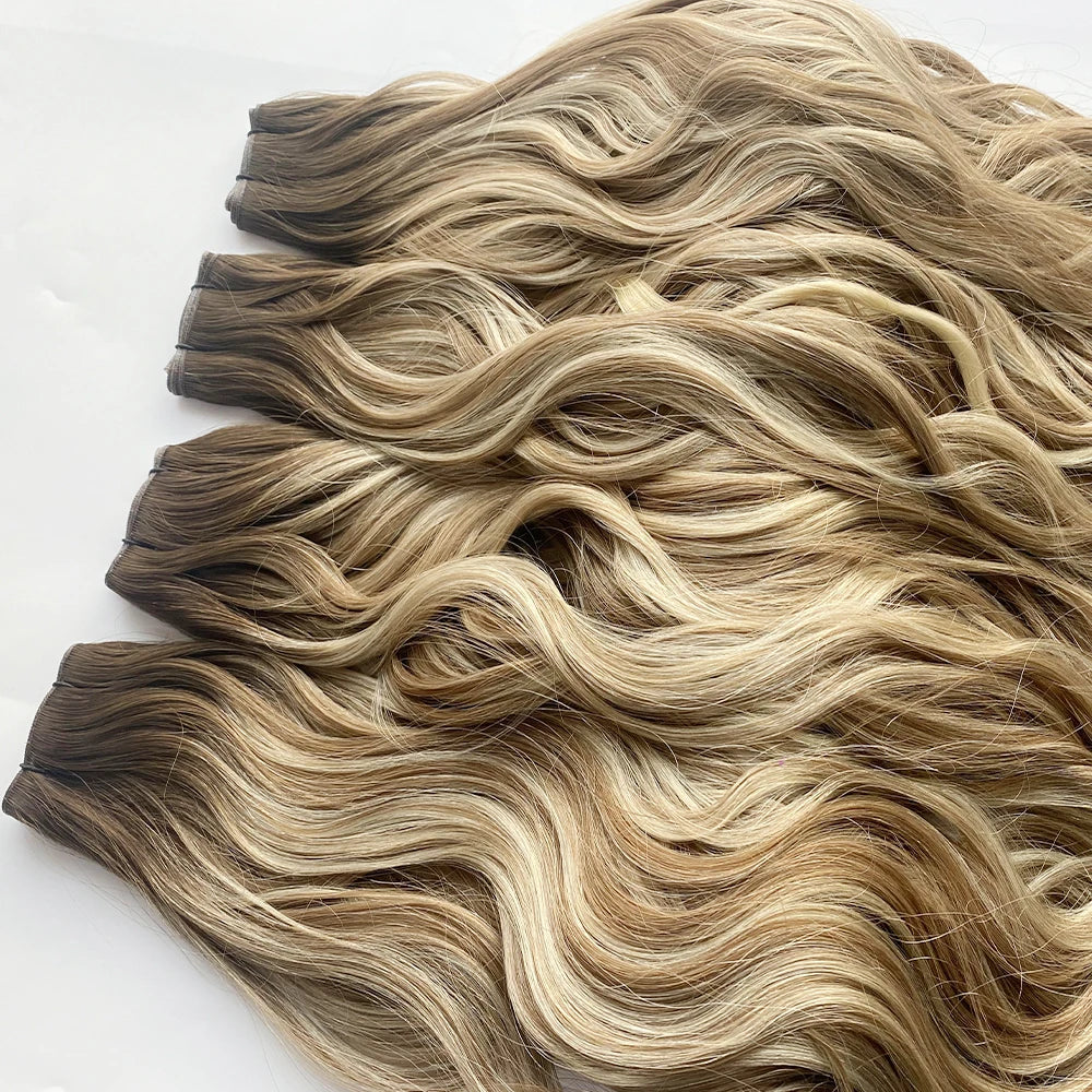 Russian Slavic Virgin Cuticle Double Drawn Can Be Cut No Mustache Invisible Genius Weft Loose Wavy Hair