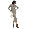 Autumn Winter Sexy Slim Metal Button Knit Dress Elegant Retro Turn-down Neck Knitted Sweater Dress Knitted Dress for Women