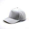 OEM/ODM Accepted Flat Brim Snapback Hat Gray 5Panel Laser Cut Baseball Caps Waterproof Fabric Customized Logo for Fashion Brands