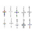 Fit Original Pan Charms Bracelet 925 Sterling Silver Rainbow Color Zircon Cross Vine Chakra Bead for Women Jewelry Making