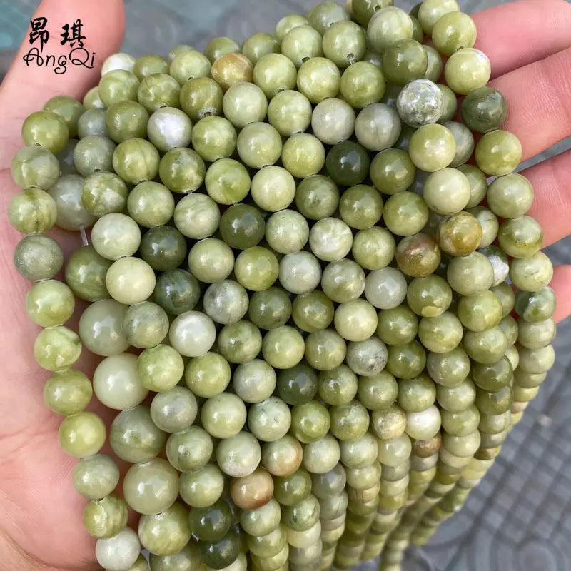 Gemstone Beads 4-12mm Natural Green Southern Jade Round Loose Beads DIY for Jewelry Making