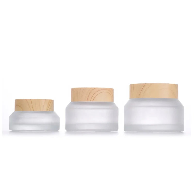 Wholesale 15g 30g 50g Glass Cream Container Frosted Eye Cream Jar Glass Jar With Lid