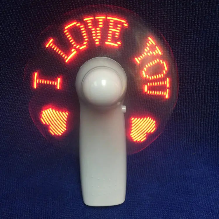 DIY Custom logo Fan Handheld Battery Portable Mini Light-emitting Small LED Flash Fan