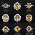 S925 Sterling Silver Natural Inlay Exquisite Diamond Crystal Citrine Gemstone Ring for Women Adjustable Ring for Party and Gift