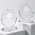 Custom Circular Crystal Trophy Award Personalized Engraved Round Glass Plaque Corporate Leadership Honor Government Media Gifts