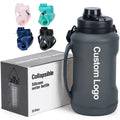 Taketoday BPA Free 40oz 1.2L Sport Gym Foldable Silicone Travel Water Bottle Straw Time Marker Boiling Water Applicable Unisex