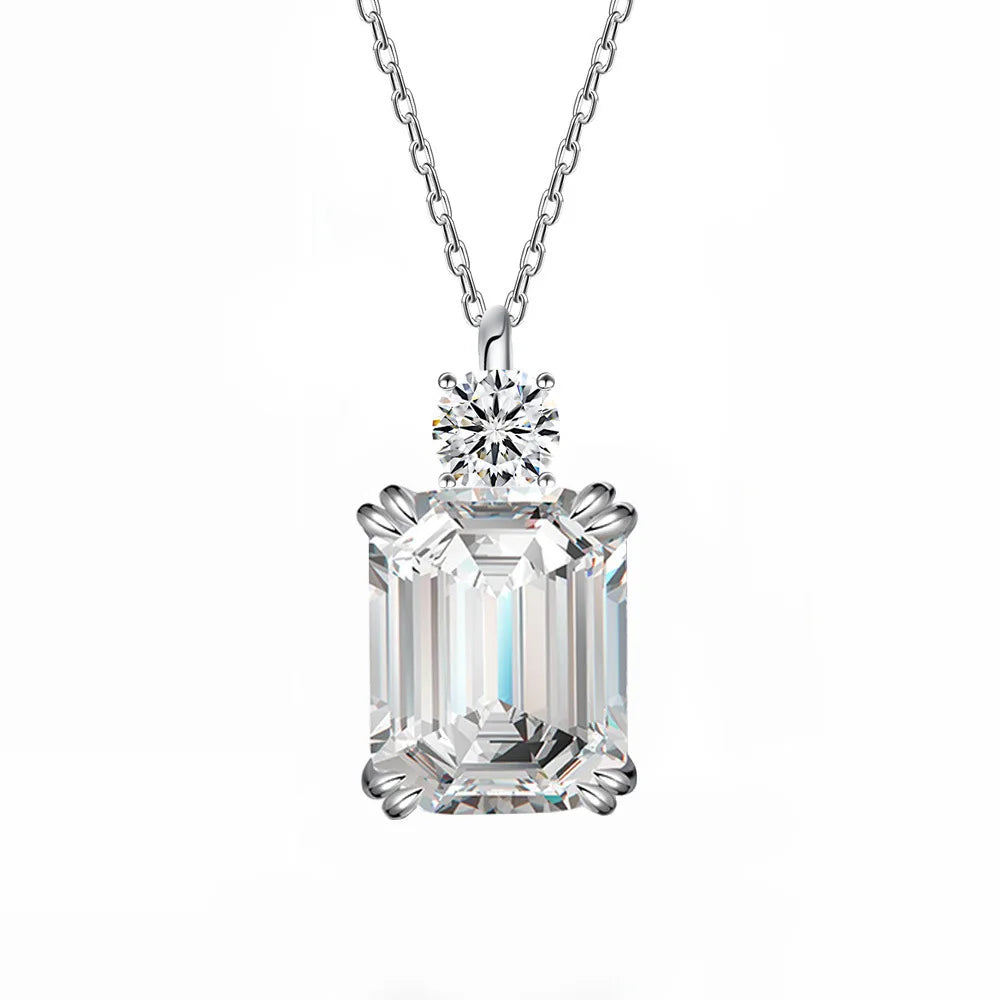 Moissanite Pendant 925 Sterling Silver 4Carat 8*10mm Emerald Cut Moissanite Diamond Necklace for Women