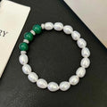 Classic White Freshwater Rice Shaped Pearl Bracelet 7-8mm AAA Grade Trendy Unisex Stretchable for Wedding & Anniversary