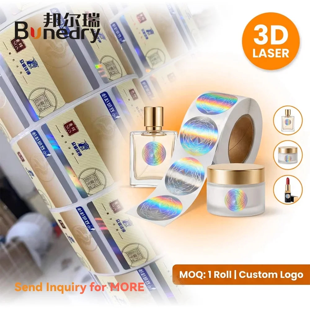 Bonedry Custom 3D Holographic Security Sticker Anti-Counterfeit Hologram Label for Cosmetic Perfume Skincare Packaging