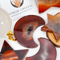 Carnelian Druzy Agate Healing Heart Moon and Star Shape Crystal Stones Moon Star Carving Crystal Heart Natural Stone for Sale