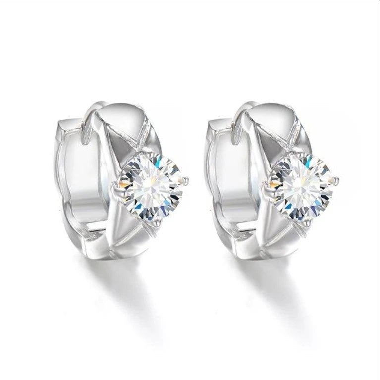 GRA Certified VVS Luxury 0.5CT Round Cut Lad Moissanite Diamond Wedding Hoop Earring for Women 925 Sterling Silver Fine Jewelry