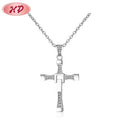 Cross Shape 925 Sterling Silver Mens Pendant Necklace Hip Hop Necklace With Pendant for Men