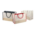 Fashion Heavy Duty Burlap Jute Tote Bags Customized Cotton Jute Blend Gussetted Design with Letter Pattern for Gift Giving