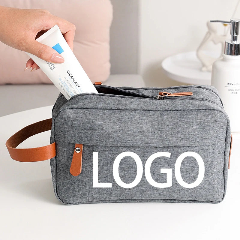 Custom LOGO Wholesale Men Custom Toiletry Bag Luxury Makeup Pouch Double Large Capacity Storage Bag