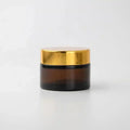 Wholesale Cheap 300ml Custom Frosted Matte Amber Glass Cream Jar with Black Gold Aluminum Cap for Face Cream
