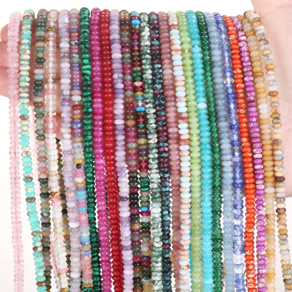 4x2mm Natural Rondelle Stone Abacus Shape Turquoise Amazonite Agate Loose Spacer Beads for Jewelry Making DIY Bracelets Necklace