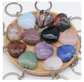 Wholesale 30mm Healing Gemstone Rose Quartz Heart Key Chain Natural Crystal Stone Keychain