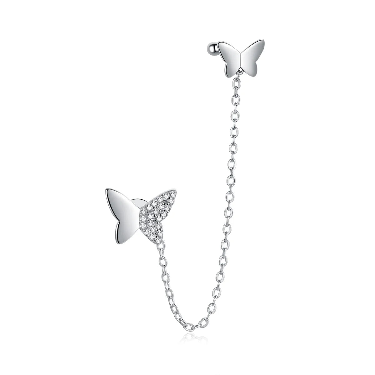 925 Sterling Silver Flying Butterflies Earrings for Women Wedding Engagement Fashion Jewelry Silver Stud Earrings Gift SCE913