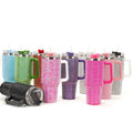 STARLII Ready To Ship Premium Full Bling Luxury Diamond Crystal Rhinestone Paved 40oz Tumbler Cup Travel Mug With Handle