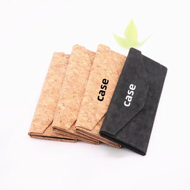 Wholesale OEM Portable Luxury Triangle Folding Flat Cork Recycle Sunglasses Glasses Eyeglasses case Box