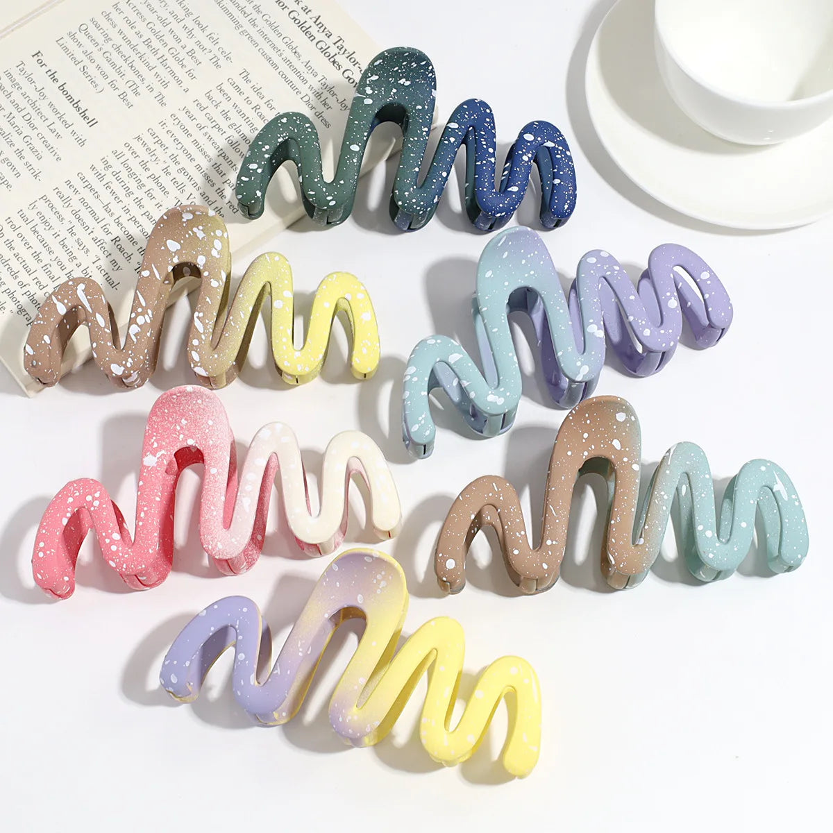 2024 Fashion Personality Wave Grip Gradient Splash Ink Wave Grip Commuter Everything Hair Clip Hair Accessories