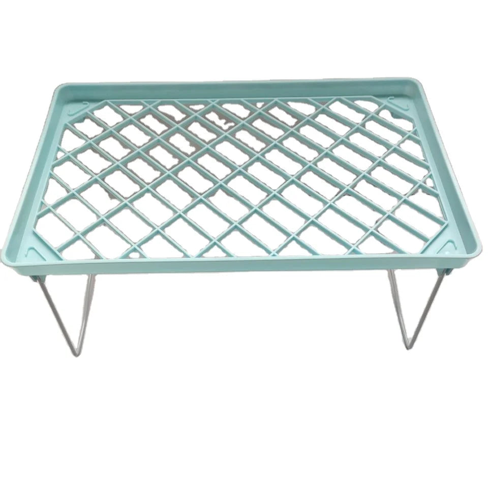 Stainless Steel & PP Foldable Standing Shelf with Installation for Tableware Storage in Bathroom Kitchen Living Room