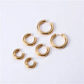 Chunky Hoop Earring for Women 18K Gold Plated Stainless Steel Statement Earrings French Minimalist Jewelry
