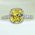 CAOSHI Gorgeous Big Square Shaped Yellow Crystal Cubic Zirconia Wedding Rings for Bride Fashion Party Silver Plated Rings Women