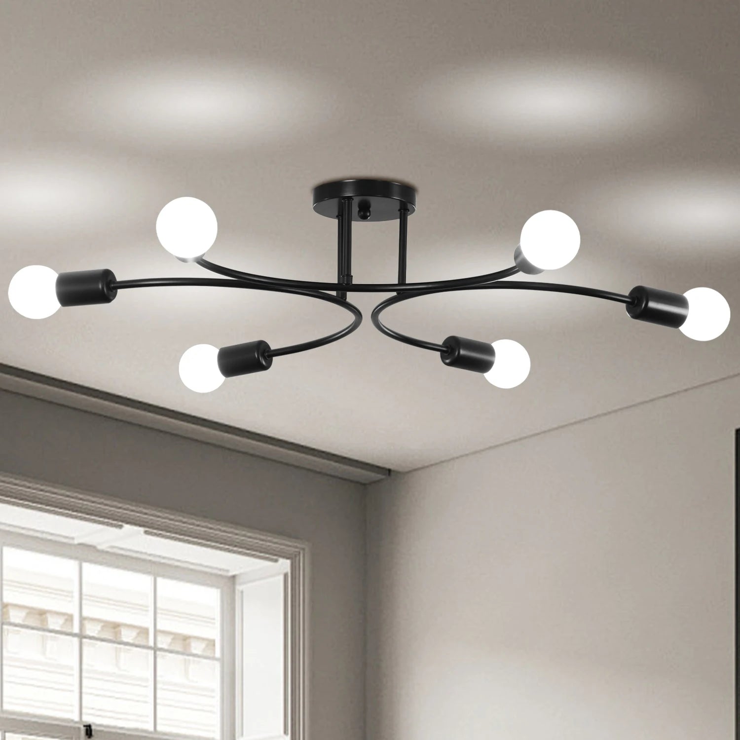 Metal E26 Bulbs Chandelier Ceiling Lights for Home Living Room Decor LED Ceiling Lamp