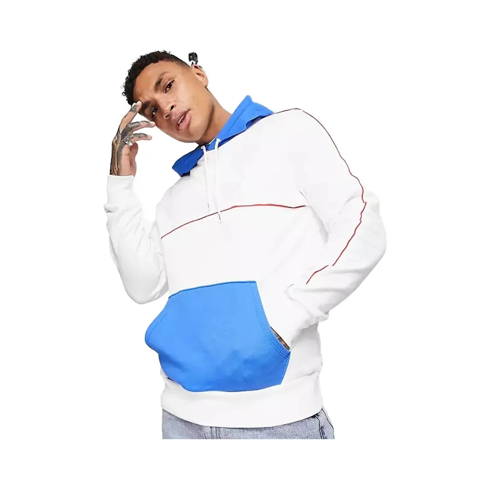 KY Pull Over Hoodies Men 100% Cotton Colour-block Design Drawstring Hood Pouch Pocket Heavyweight Sports Hoodie