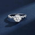 Boutique Jewelry 925 Sterling Silver Ring Rhodium  Plated 6.5mm 1Carat Moissanite with White Cz Gemstone Engagement Rings