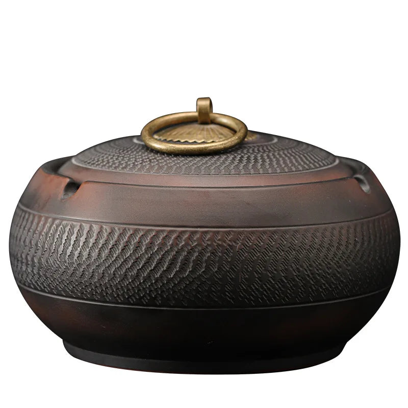 Jianshui Purple Pottery Ashtray Creative Large Living Room with Lid Prevent Fly Ash Ceramic Ashtray