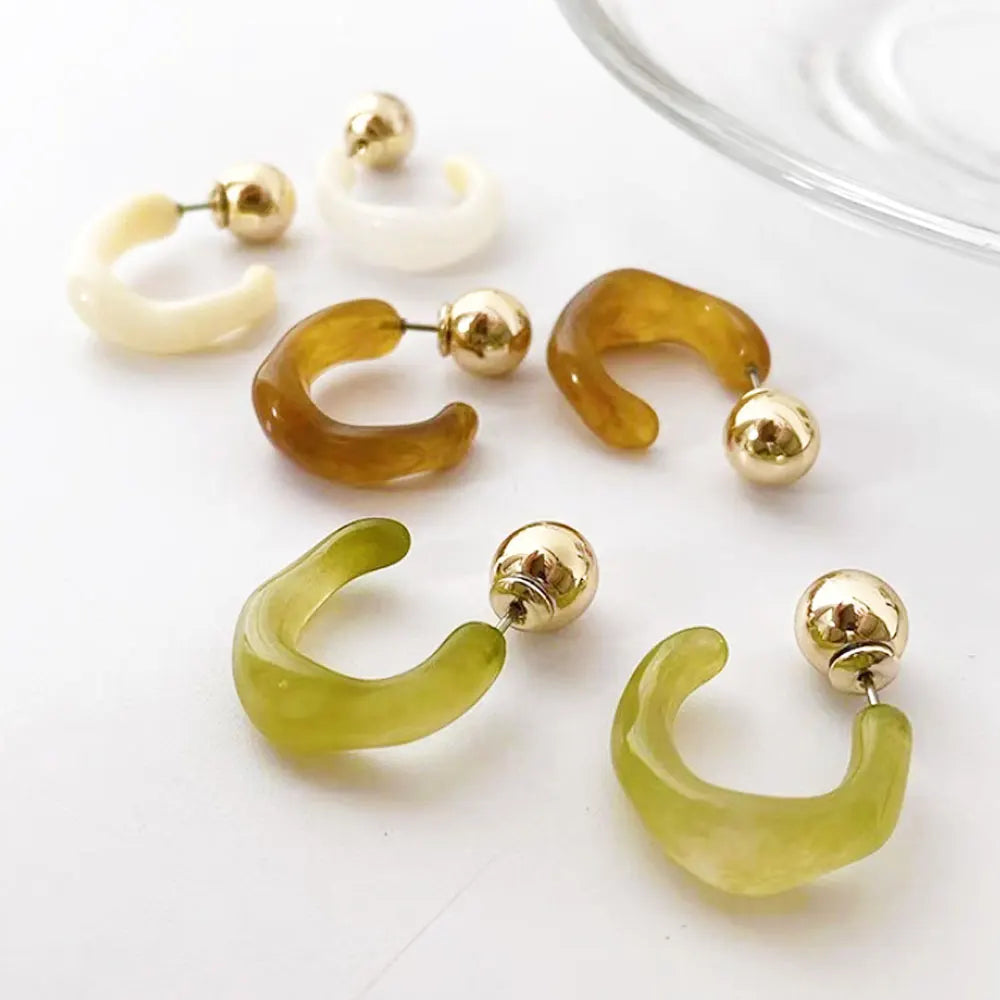 Wholesale Korean Acrylic Resin Plastic Screw on Back Earrings Women c Hoop Charm Earring Jewelry China Manufacturer Supplier