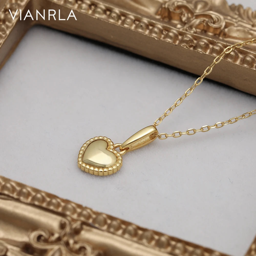VIANRLA 18k Gold Plated Pendant Necklace 925 Sterling Silver Minimal Heart Necklace