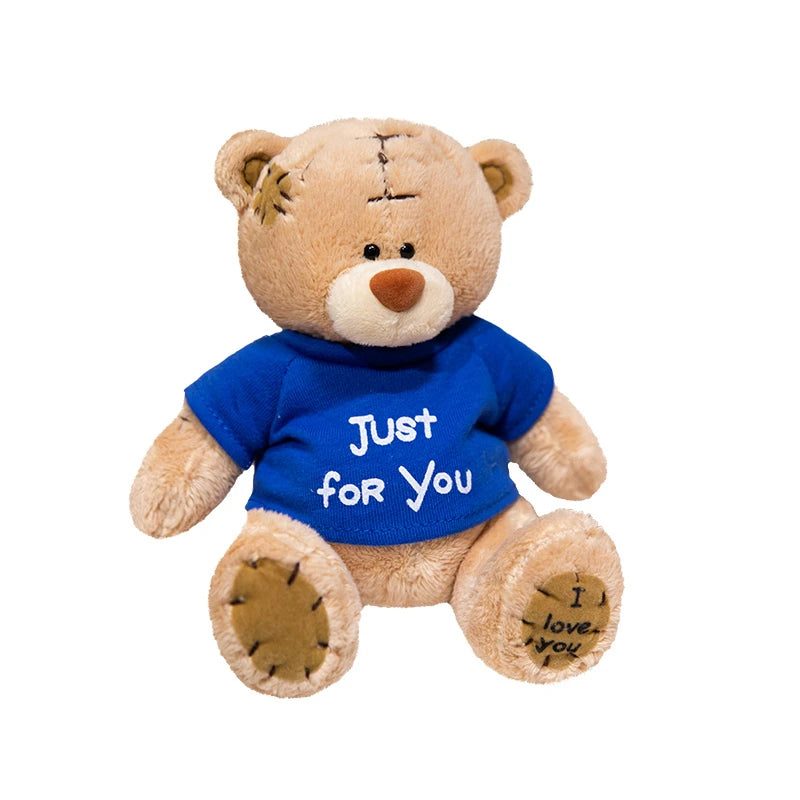 Creative Stuffed Teddy Bear with Clothes Cuddly Plush Graduation Teddy Bear Toys Mini Plush Patch Teddy Bear with French Fries