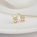 925 sterling silver gold-plated owl earrings small and delicate cute small animals diamond earrings women's jewelry