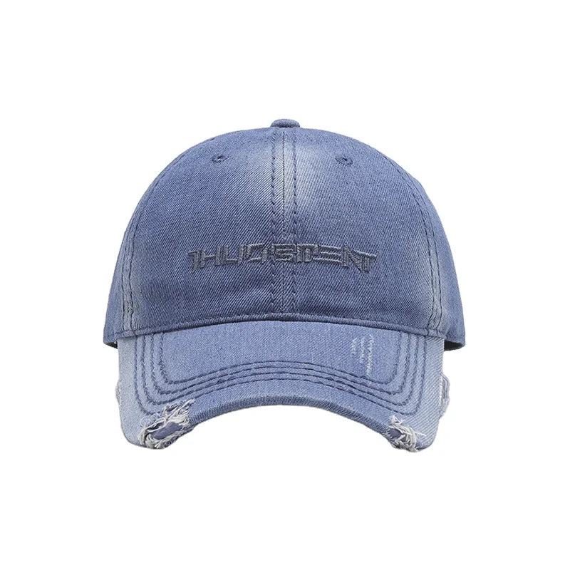 Unisex 6-Panel Denim Baseball Cap 100% Cotton Common 3D Embroidery Letter Pattern Metal Buckle Back Casual Summer Travel
