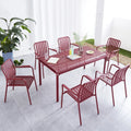 Red Blue Green Outdoor Dining Chair Table Set Metal Colorful Garden Park Furniture Modern Luxury Commercial Coffee Restaurant
