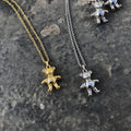 Wholesale Custom 18K Gold Plated Stainless Steel Cute Cartoon Teddy Bear Charm Pendant Link Chain Wedding Necklace
