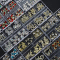6 Grid Alloy Box Nail Art Diamond Bow Planet Pearl Mixed DIY Nail Art Charm Jewelry Decoration Accessories