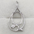 Sterling Silver 13*16mm Semi Mount Pendant Empty Frame Blank Support Setting S925 Base Holder Without Center Stone for DIY Inlay