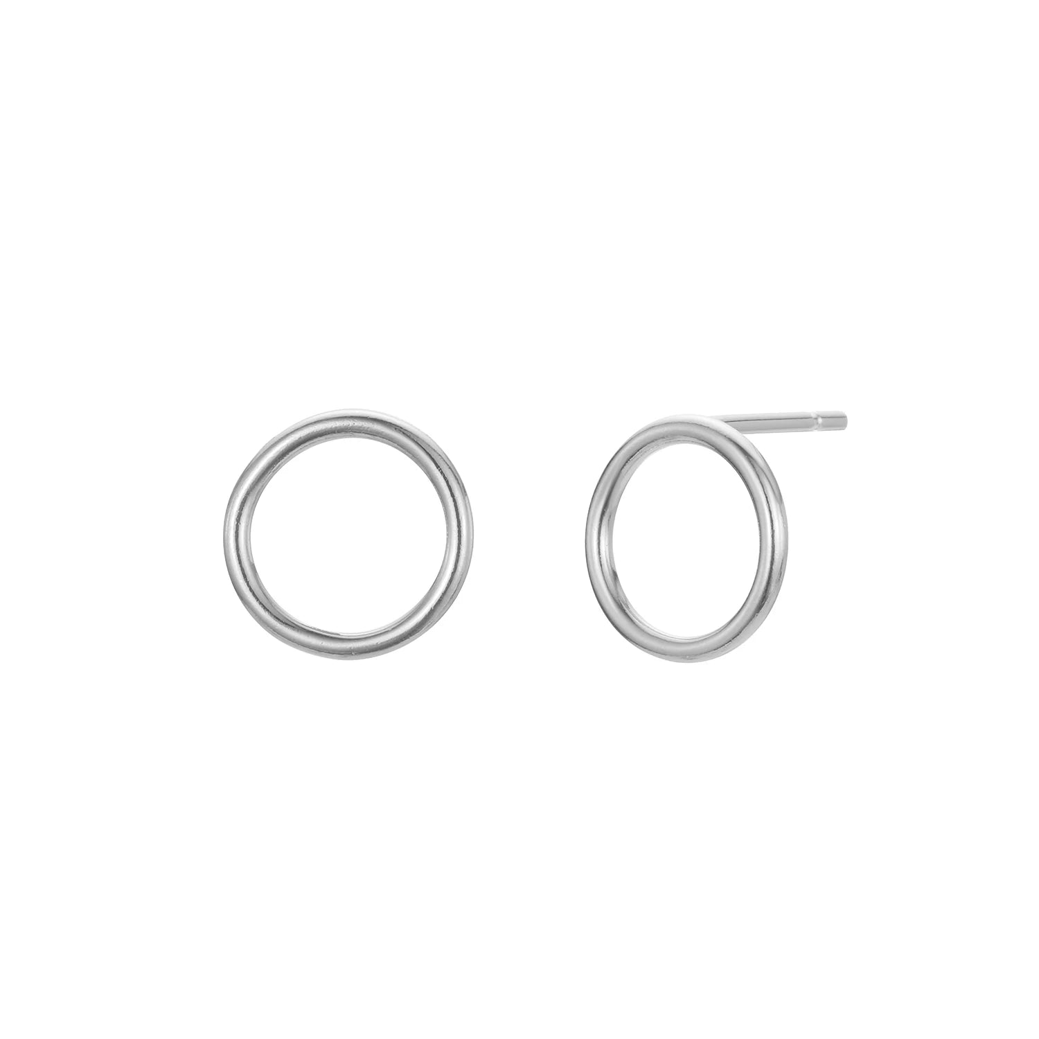 316L Stainless Steel Trendy 10mm Round Ring Glossy Simple Circle Stud Earrings