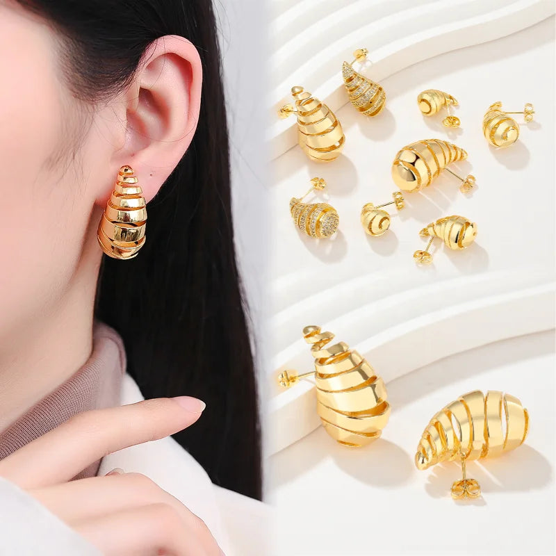 Oro Best Vintage Luxury 18k Gold Earrings Laminated Bisuterias Copper Alloy Wholesale Earrings Women