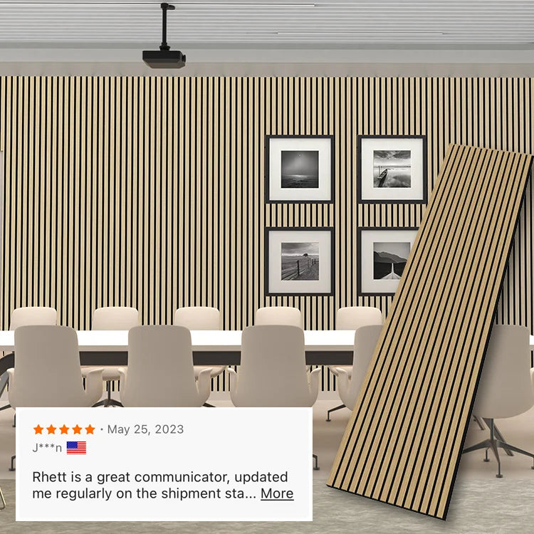 Tiange Apartment Wall Decorative Slotted Wood Mdf Polyester Pet Wood Absorbing Slatted Wooden Wall Acoustic Panels
